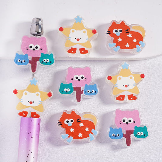 Set of colorful cartoon character clips on a white background