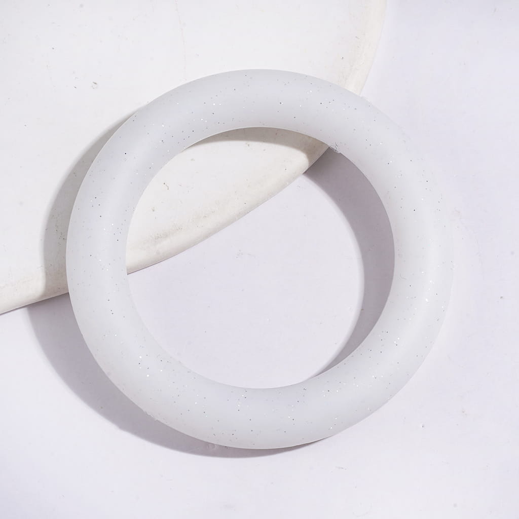 Silicone Focal Beads Soft Round Ring with Glitter, Circle Round Soft Car Hanger Charm Loop, 65MM, Multi-Color