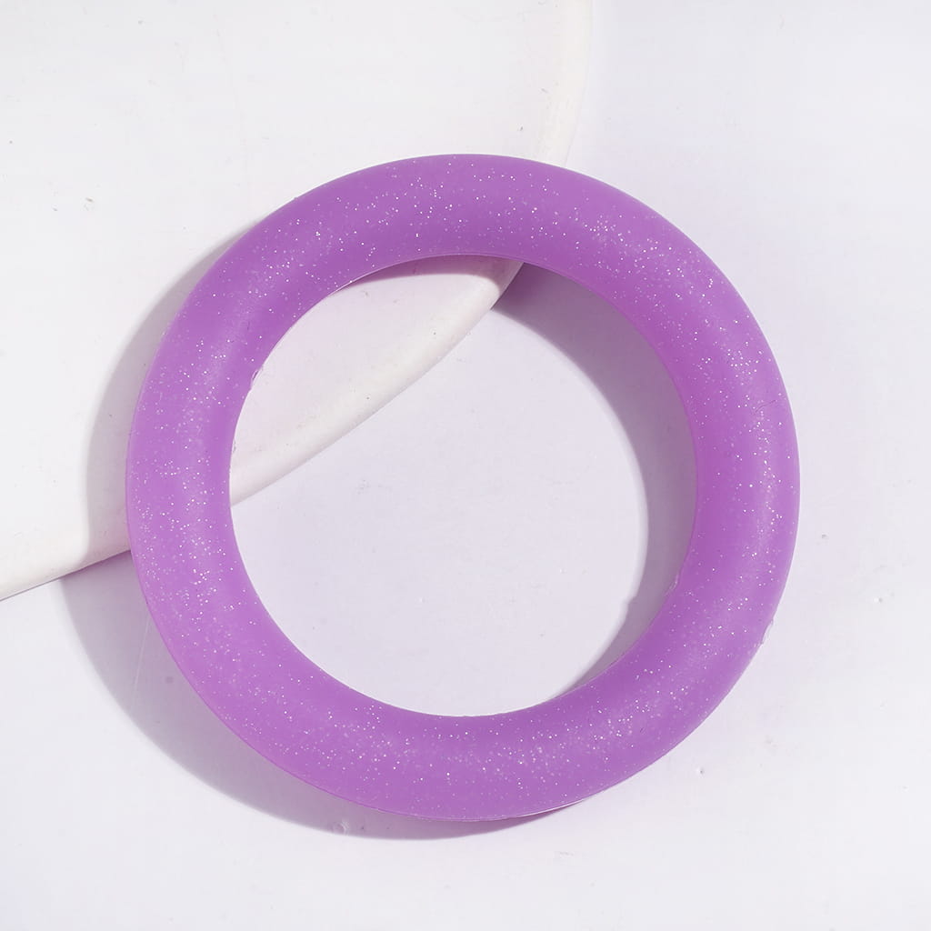 Silicone Focal Beads Soft Round Ring with Glitter, Circle Round Soft Car Hanger Charm Loop, 65MM, Multi-Color