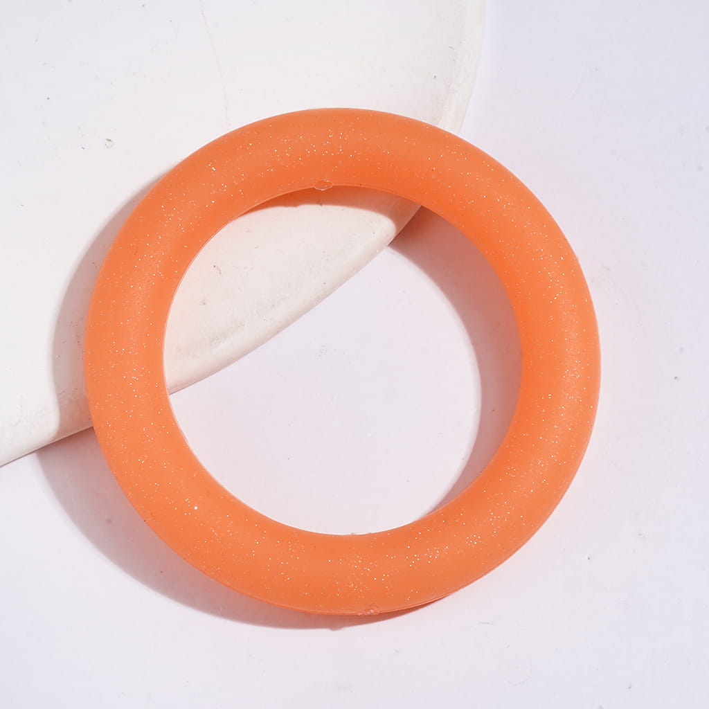 Silicone Focal Beads Soft Round Ring with Glitter, Circle Round Soft Car Hanger Charm Loop, 65MM, Multi-Color