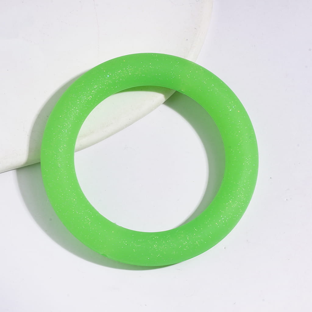 Silicone Focal Beads Soft Round Ring with Glitter, Circle Round Soft Car Hanger Charm Loop, 65MM, Multi-Color