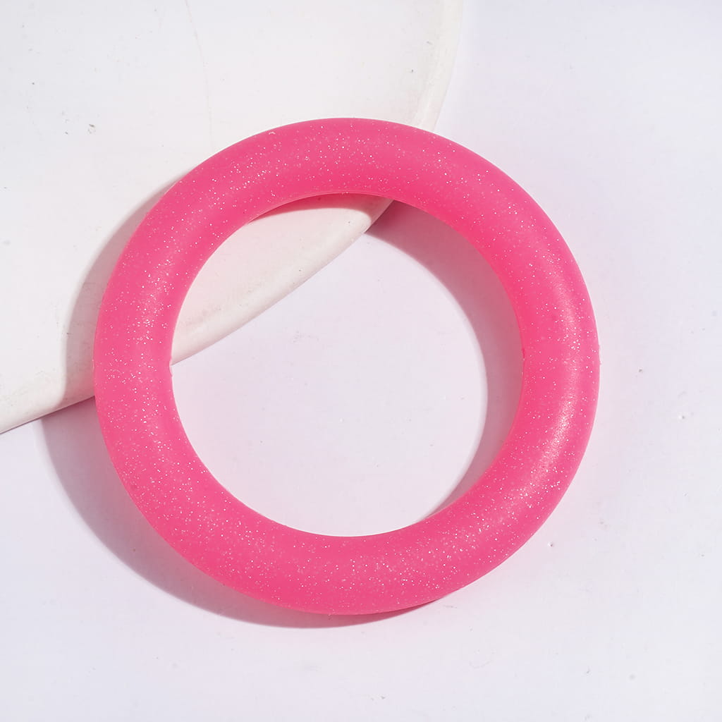 Silicone Focal Beads Soft Round Ring with Glitter, Circle Round Soft Car Hanger Charm Loop, 65MM, Multi-Color