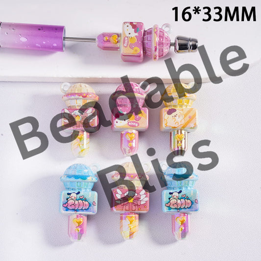 Colorful pencil sharpener with cartoon character design on a white background, branded 'handsontop'.