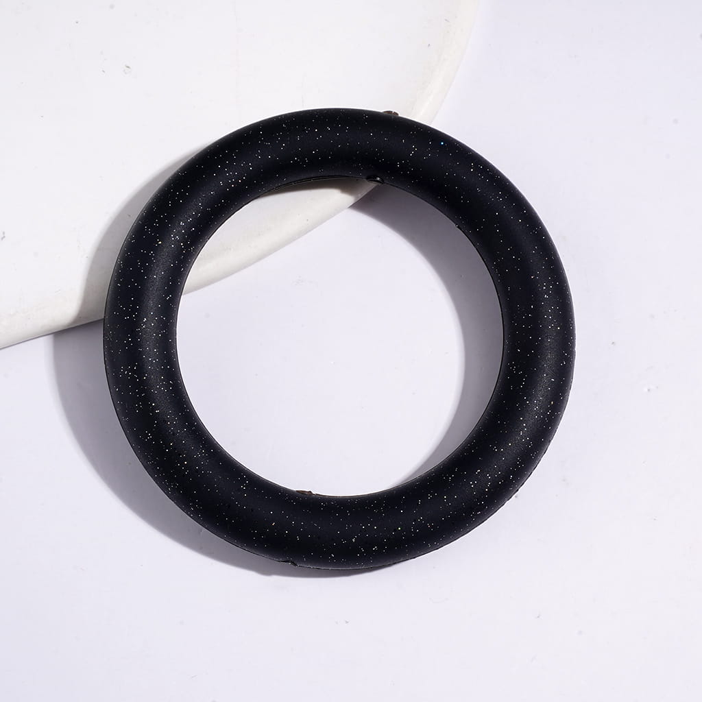 Silicone Focal Beads Soft Round Ring with Glitter, Circle Round Soft Car Hanger Charm Loop, 65MM, Multi-Color