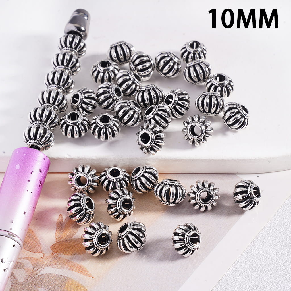 Silver beads with a 10MM label on a white background