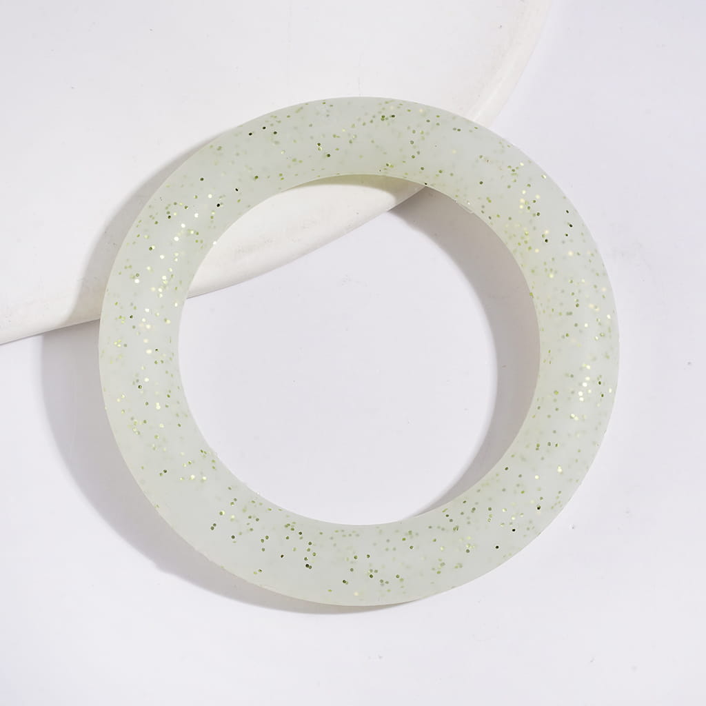 Silicone Focal Beads Soft Round Ring with Glitter, Circle Round Soft Car Hanger Charm Loop, 65MM, Multi-Color