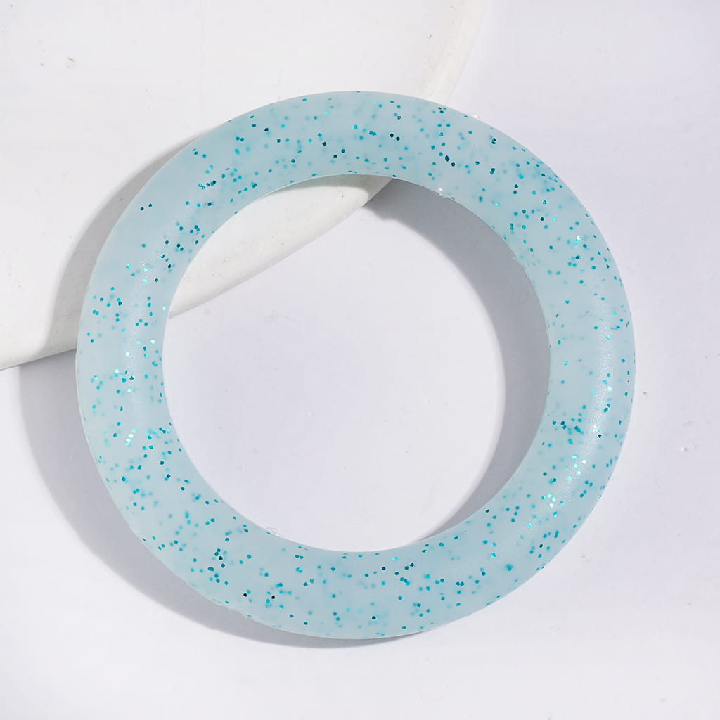 Silicone Focal Beads Soft Round Ring with Glitter, Circle Round Soft Car Hanger Charm Loop, 65MM, Multi-Color