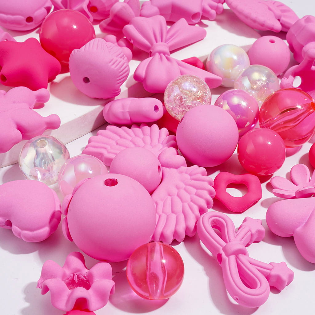Neon Colors Acrylic Beads Theme, Various Types and Shapes, Multi-Color