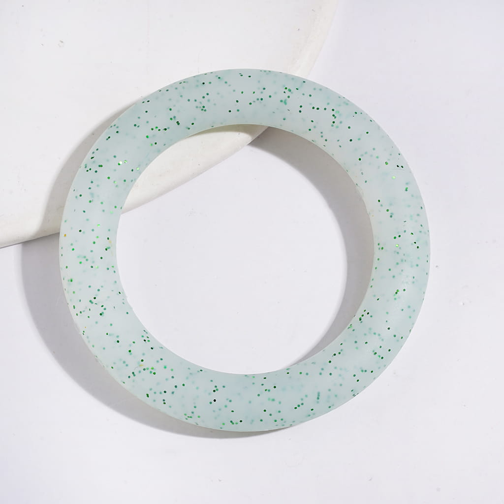 Silicone Focal Beads Soft Round Ring with Glitter, Circle Round Soft Car Hanger Charm Loop, 65MM, Multi-Color