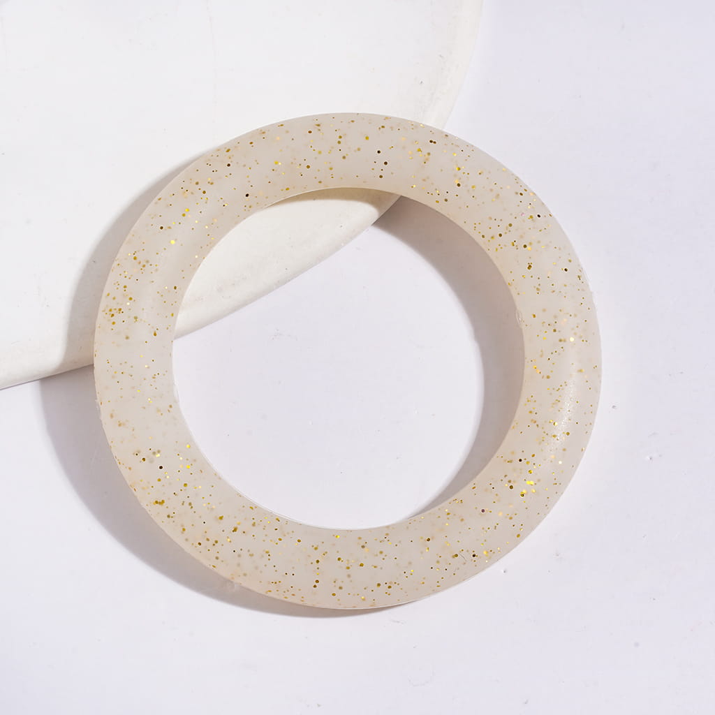 Silicone Focal Beads Soft Round Ring with Glitter, Circle Round Soft Car Hanger Charm Loop, 65MM, Multi-Color