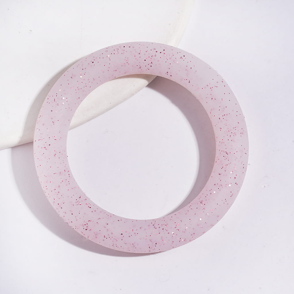 Silicone Focal Beads Soft Round Ring with Glitter, Circle Round Soft Car Hanger Charm Loop, 65MM, Multi-Color
