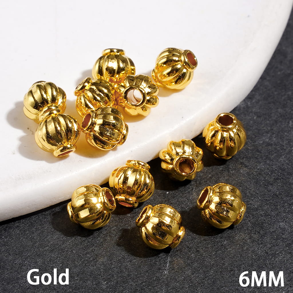 Mini Lantern Shaped Metal Beads, 6MM, Gold and Silver, Jewelry Accessories