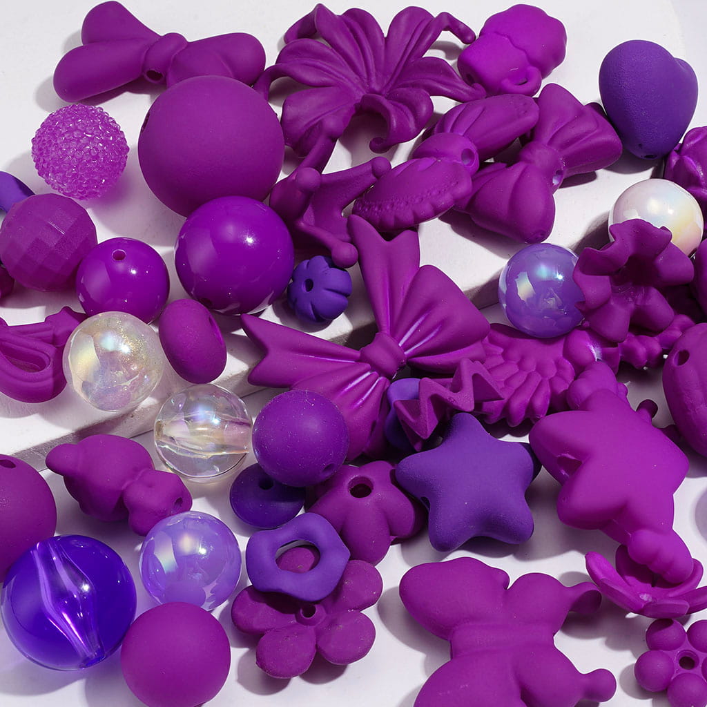 Neon Colors Acrylic Beads Theme, Various Types and Shapes, Multi-Color