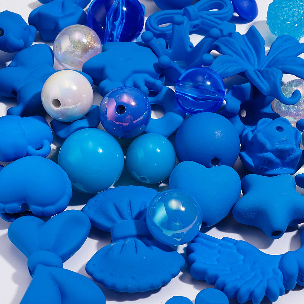 Neon Colors Acrylic Beads Theme, Various Types and Shapes, Multi-Color