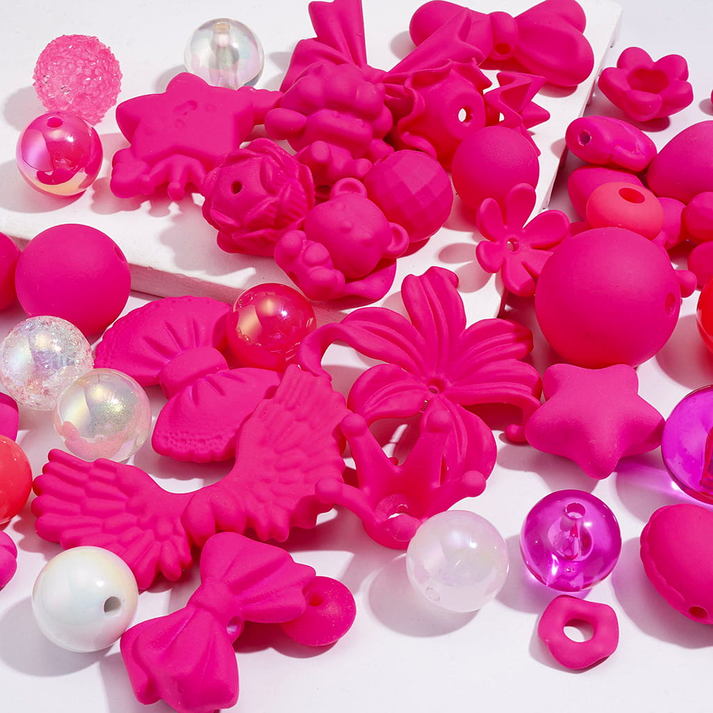 Neon Colors Acrylic Beads Theme, Various Types and Shapes, Multi-Color