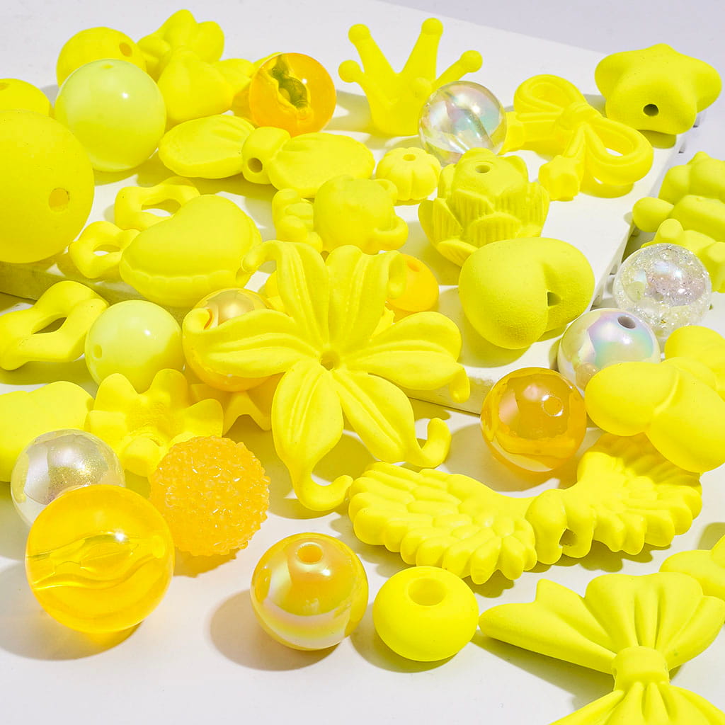 Neon Colors Acrylic Beads Theme, Various Types and Shapes, Multi-Color