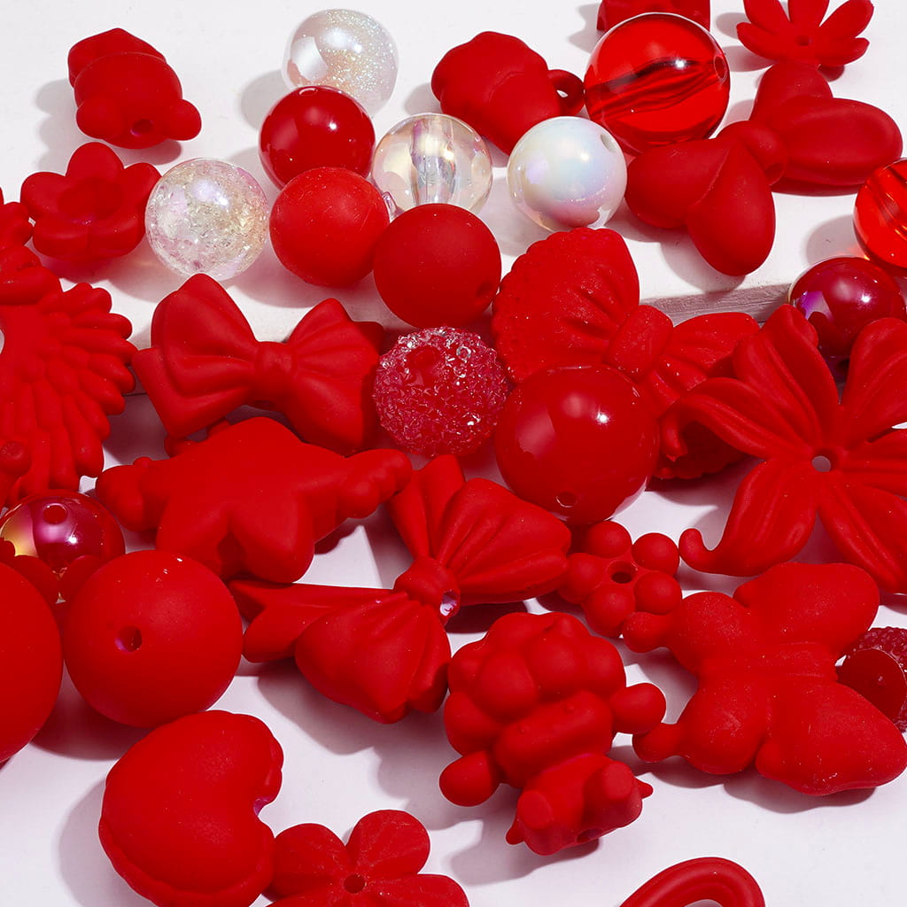 Neon Colors Acrylic Beads Theme, Various Types and Shapes, Multi-Color
