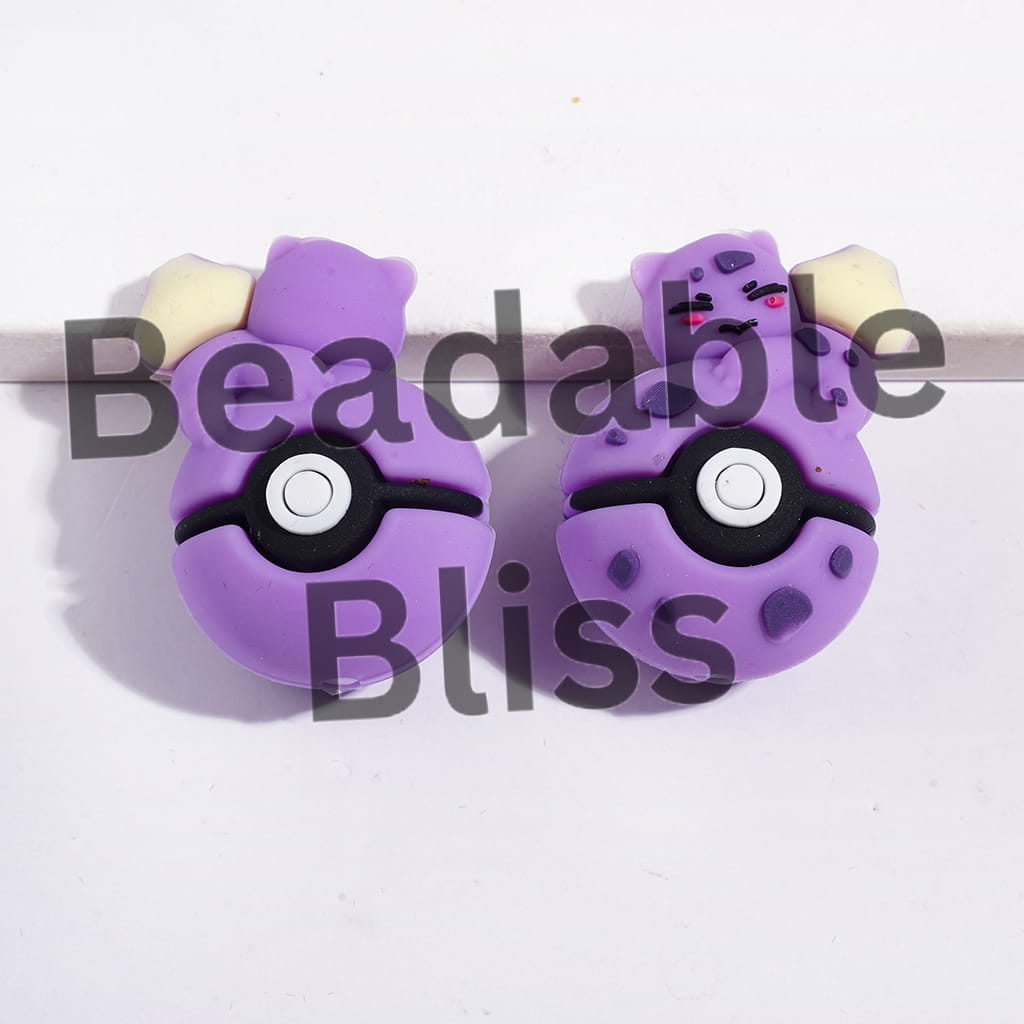 3D Cute Cat Elf Lying on Magic Ball Focal Beads, 20*30MM Multi-Color