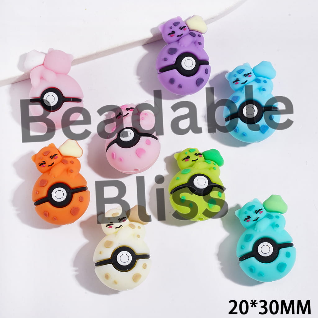 3D Cute Cat Elf Lying on Magic Ball Focal Beads, 20*30MM Multi-Color