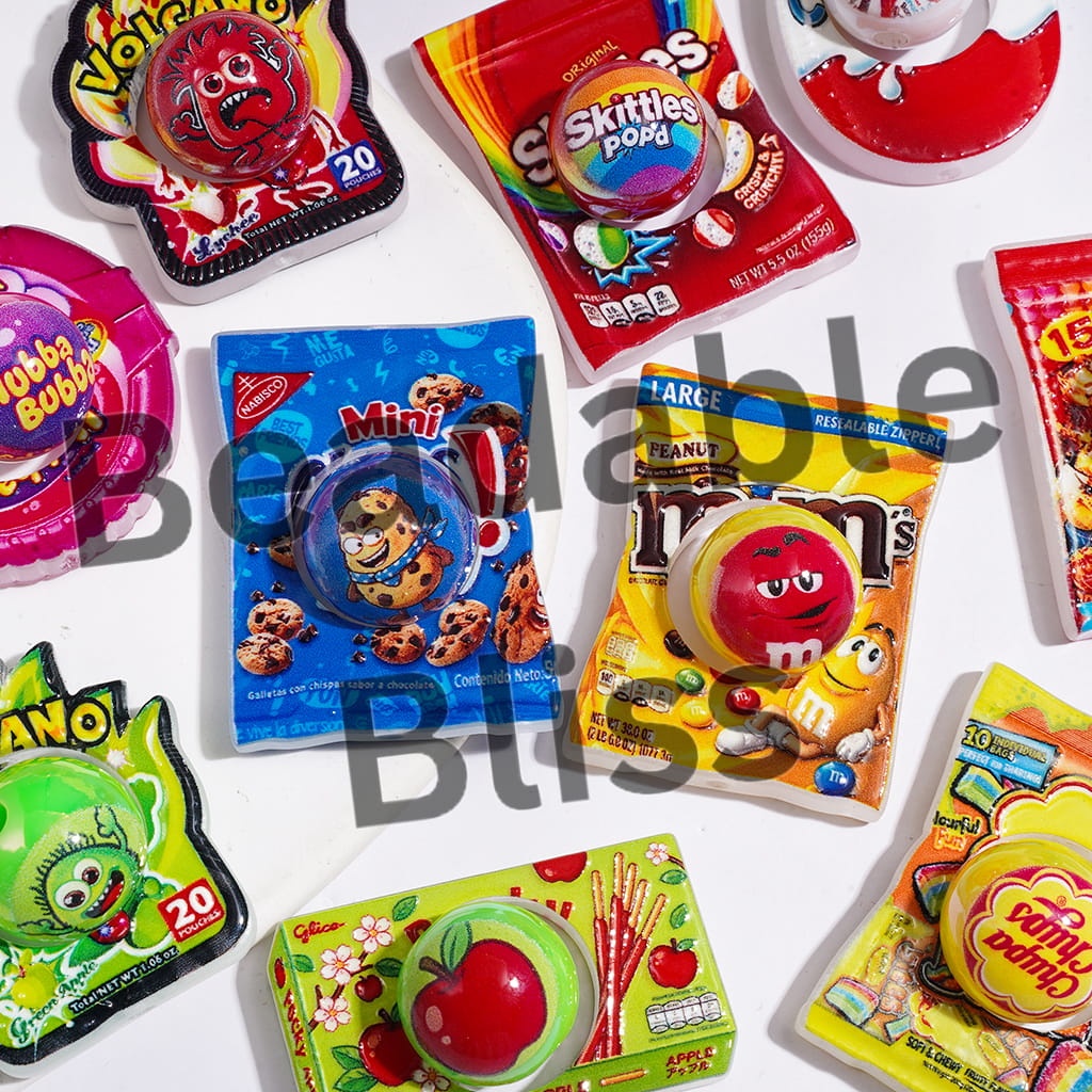Snack Candy Series Acrylic Beads, Hollowed Candy Bag and UV-Coated Round Beads, Random Mix (1 Set=2 Pieces)