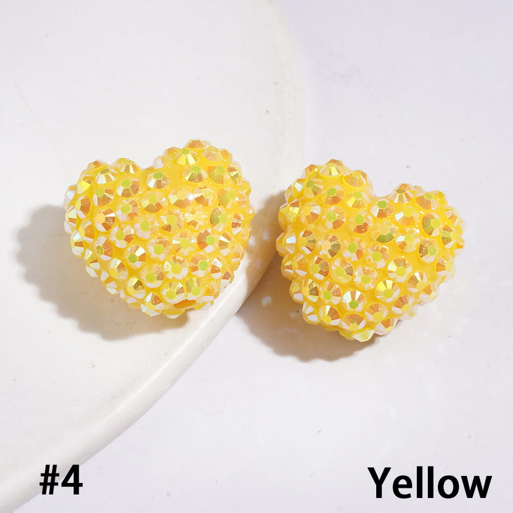 Acrylic Beads Heart with Bling Bling AB Rhinestones, 20*23MM, Multi-Color
