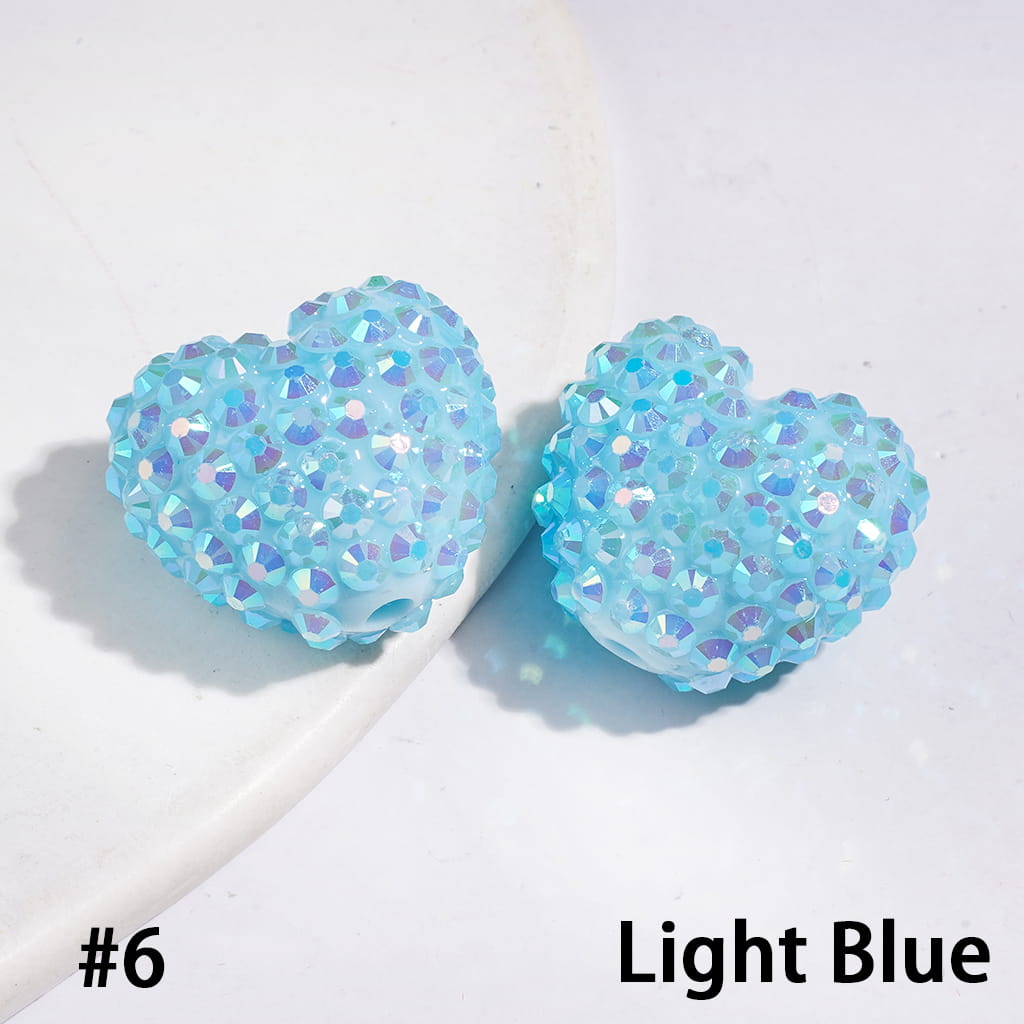 Acrylic Beads Heart with Bling Bling AB Rhinestones, 20*23MM, Multi-Color