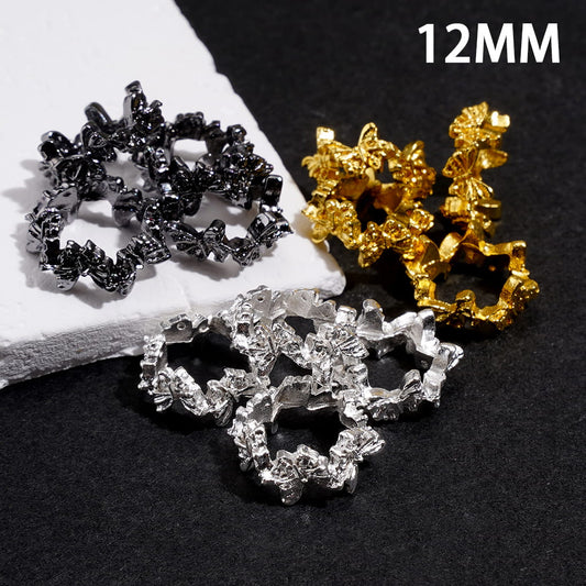 Linked Butterflies Metal Spacer Beads, 12MM, Gold & Silver & Black