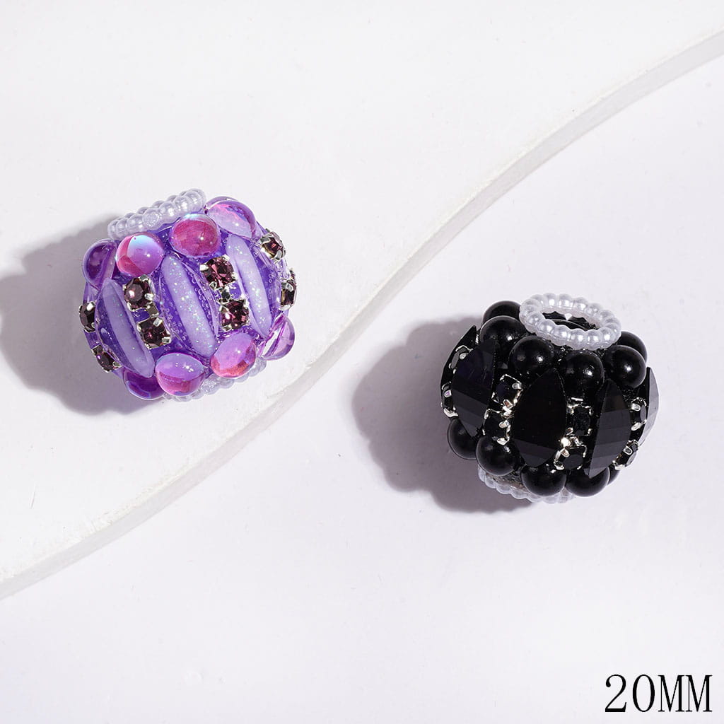 Handmade Acrylic Beads Marquise Cut Rhinestone with Glitter and UV-Coated Half-Shell Rhinestones, White Pearl and Short Rhinestones Chains, 20MM Multi-Color Random Mix