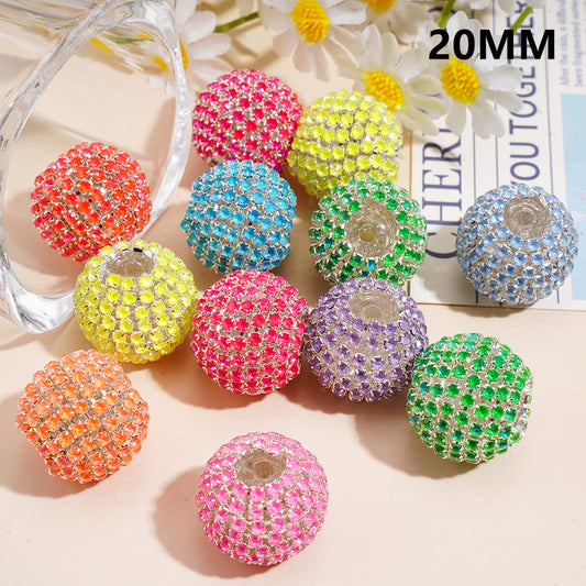 Neon Colors Rhinestone Chains Covering Acrylic Beads for Hand-Made, 20MM, Random Mix (Protein Electroplating Coating Process)