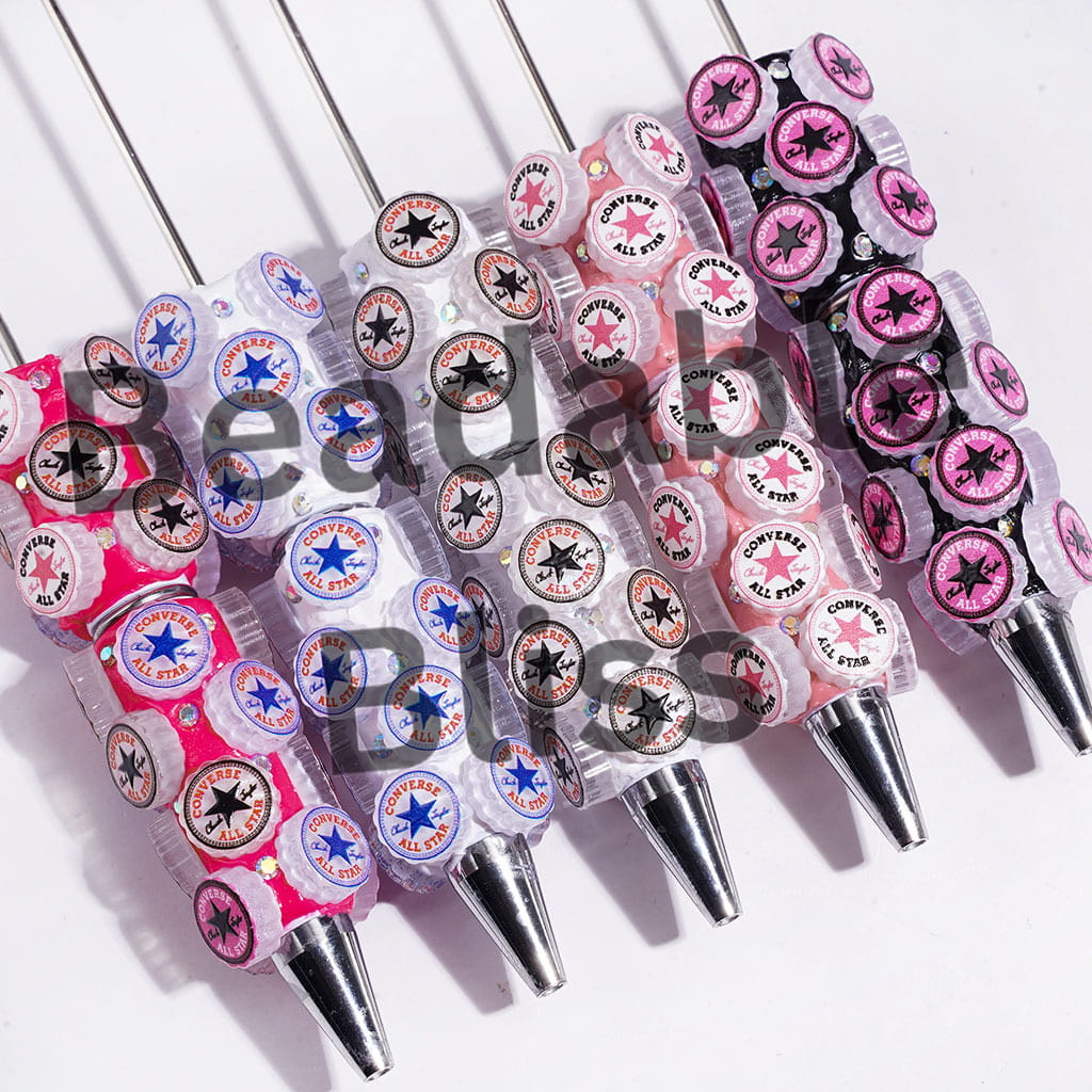 Beadable Clay Pens with Fashionable Shoes and AB Rhinestones, Multi-Color, Random Mix