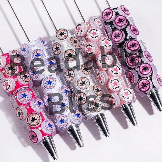 Beadable Clay Pens with Fashionable Shoes and AB Rhinestones, Multi-Color, Random Mix