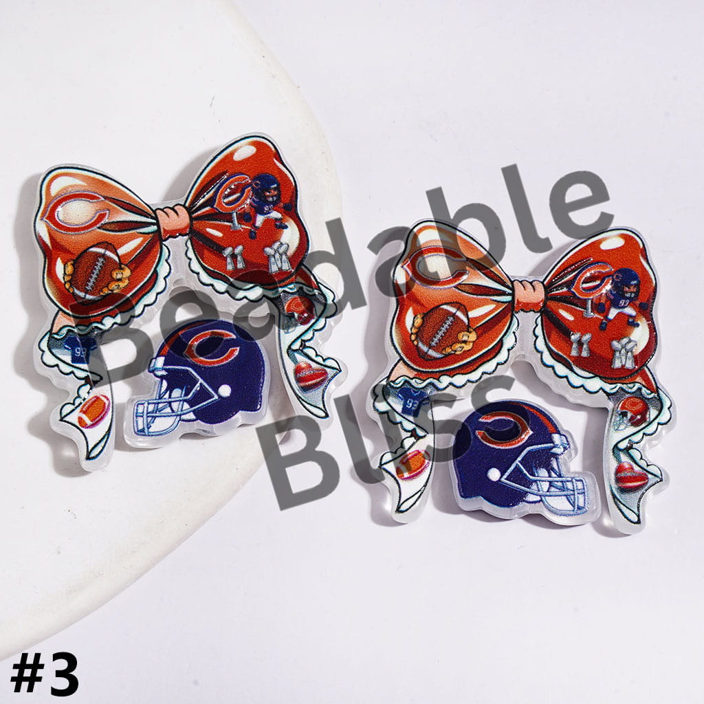 Acrylic Beads American Football Team Series, Bowtie Bowknot and Helmet Collection Set (Update Others Style Later)