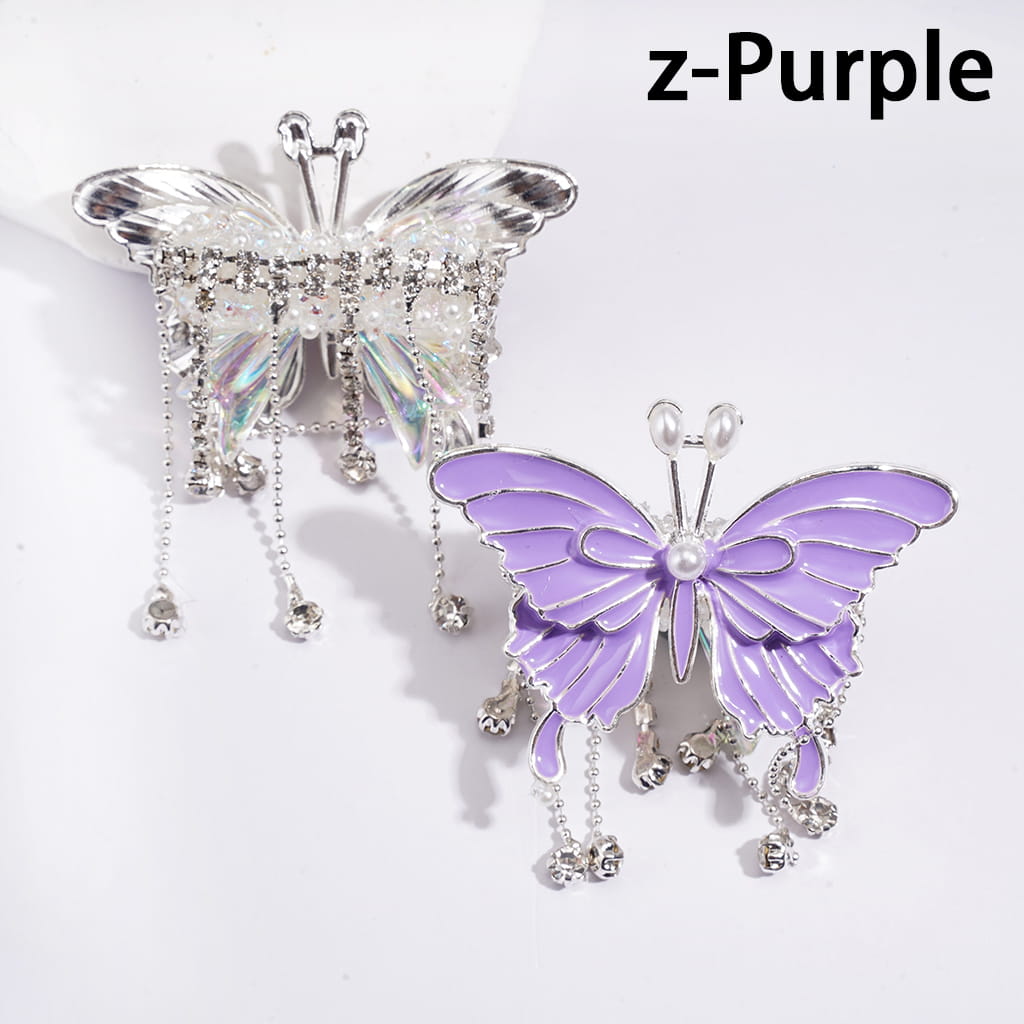 Dazzling Acrylic Bowtie Beads w Exquisite Alloy Butterfly & White Pearls, w Clear Rhinestone Chains Tassels & White Fabric, Fluorescence Color, Jewelry Accessories