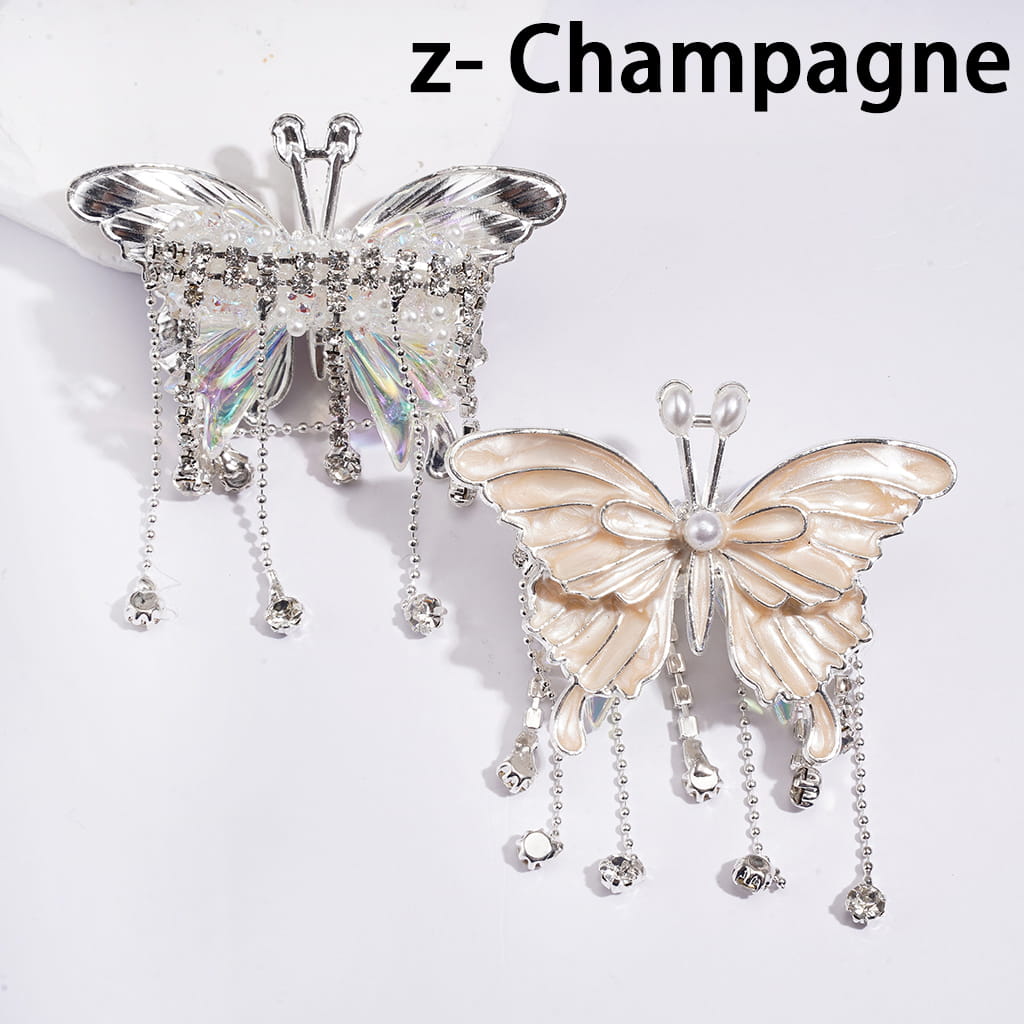 Dazzling Acrylic Bowtie Beads w Exquisite Alloy Butterfly & White Pearls, w Clear Rhinestone Chains Tassels & White Fabric, Fluorescence Color, Jewelry Accessories