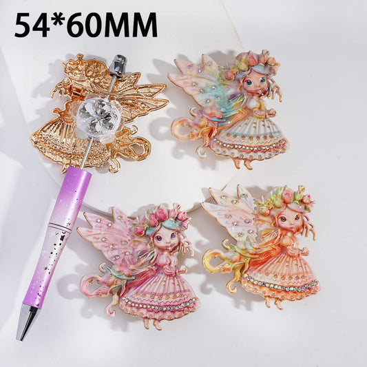 Decorative fairy figurines with a pen on a white background, labeled 54*60MM.