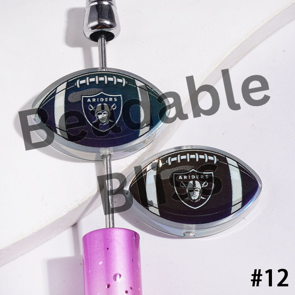 American Football Shape UV Coating Acrylic Beads, Assorted Team, 20*29MM
