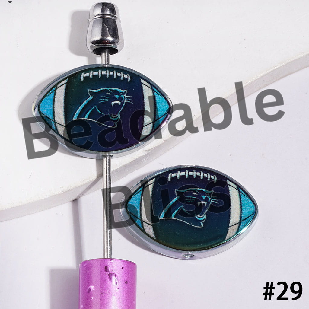 American Football Shape UV Coating Acrylic Beads, Assorted Team, 20*29MM