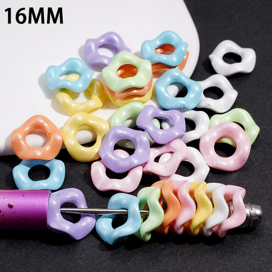 Acrylic Spacer Beads Wavy Shape, Pastel Pearlized Colors, 16MM, Assorted Colors
