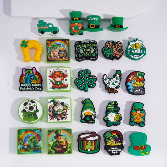 Saint Patrick's Day Series Silicone Focal Beads, Random Mix