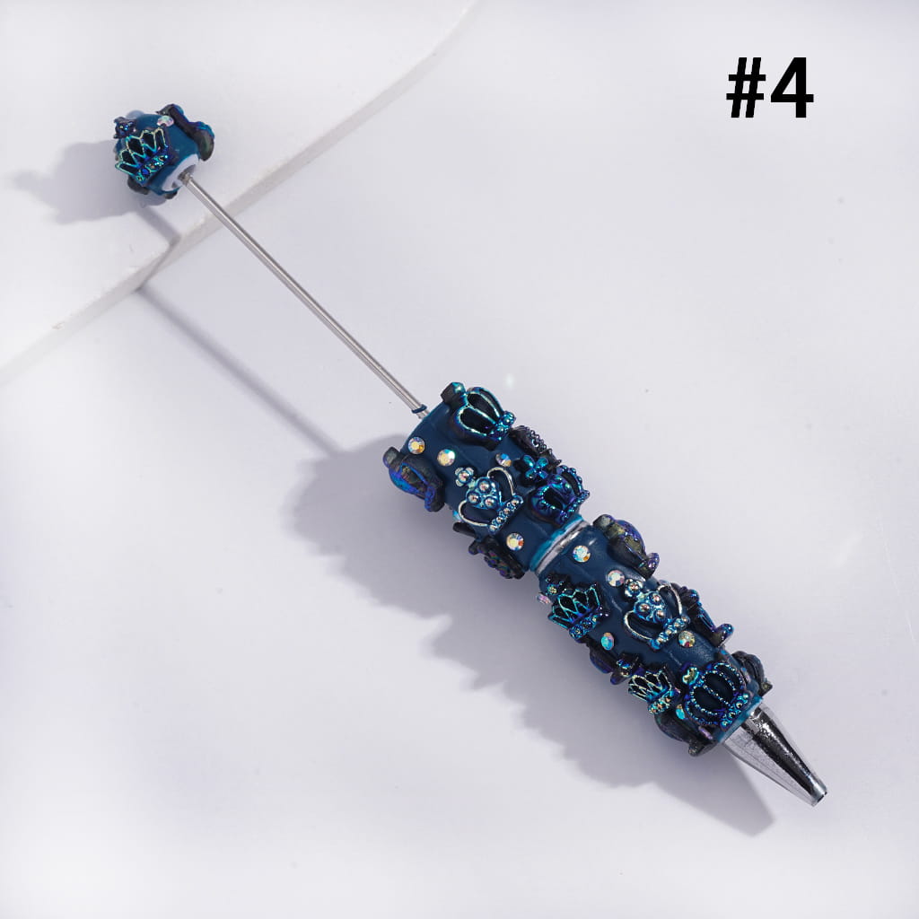 Decorative pen with blue accents on a white background