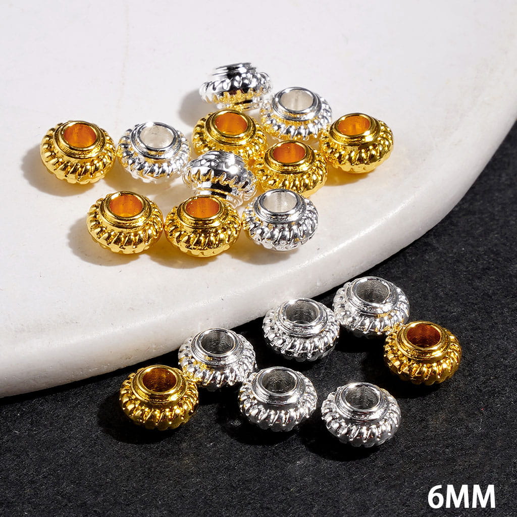 Mini Lattern Shaped Metal Beads, 6MM, Gold and Silver, Jewelry Accessories (It's a Little Hard To Stick Into the Pen Pole)