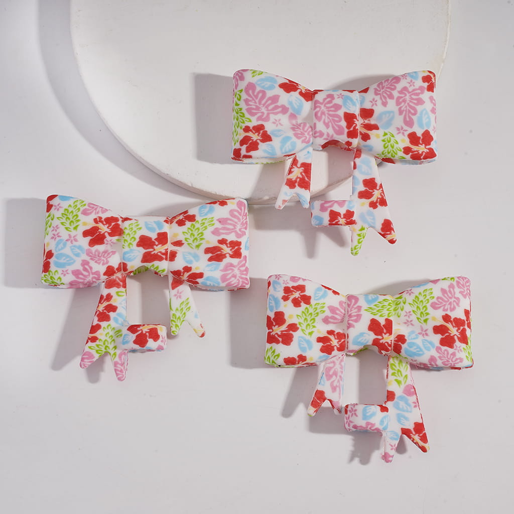 Set of floral hair bows on a white background
