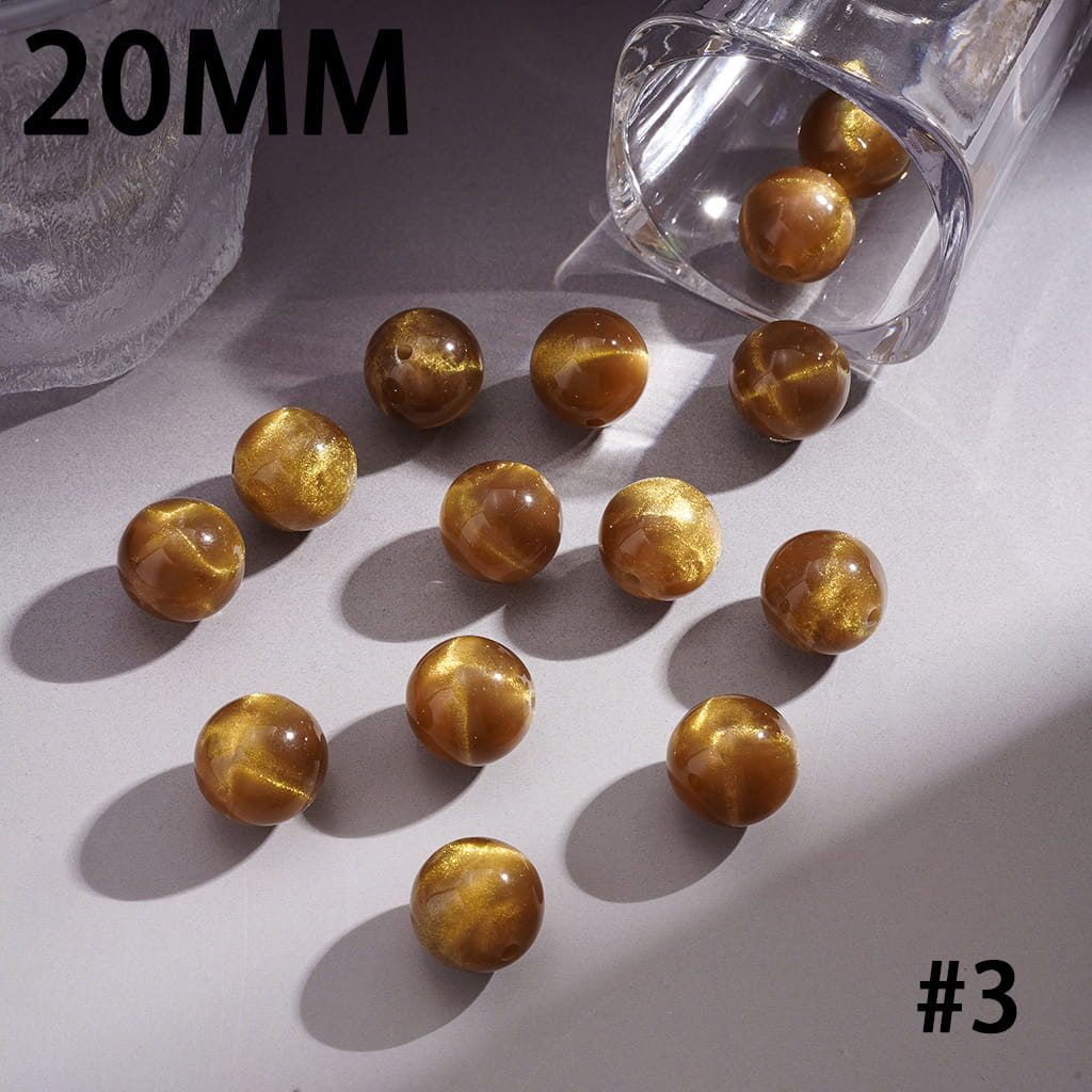 Acrylic Beads for Bracelets with Cat Eye Style and Glitter in Various Colors, 20MM