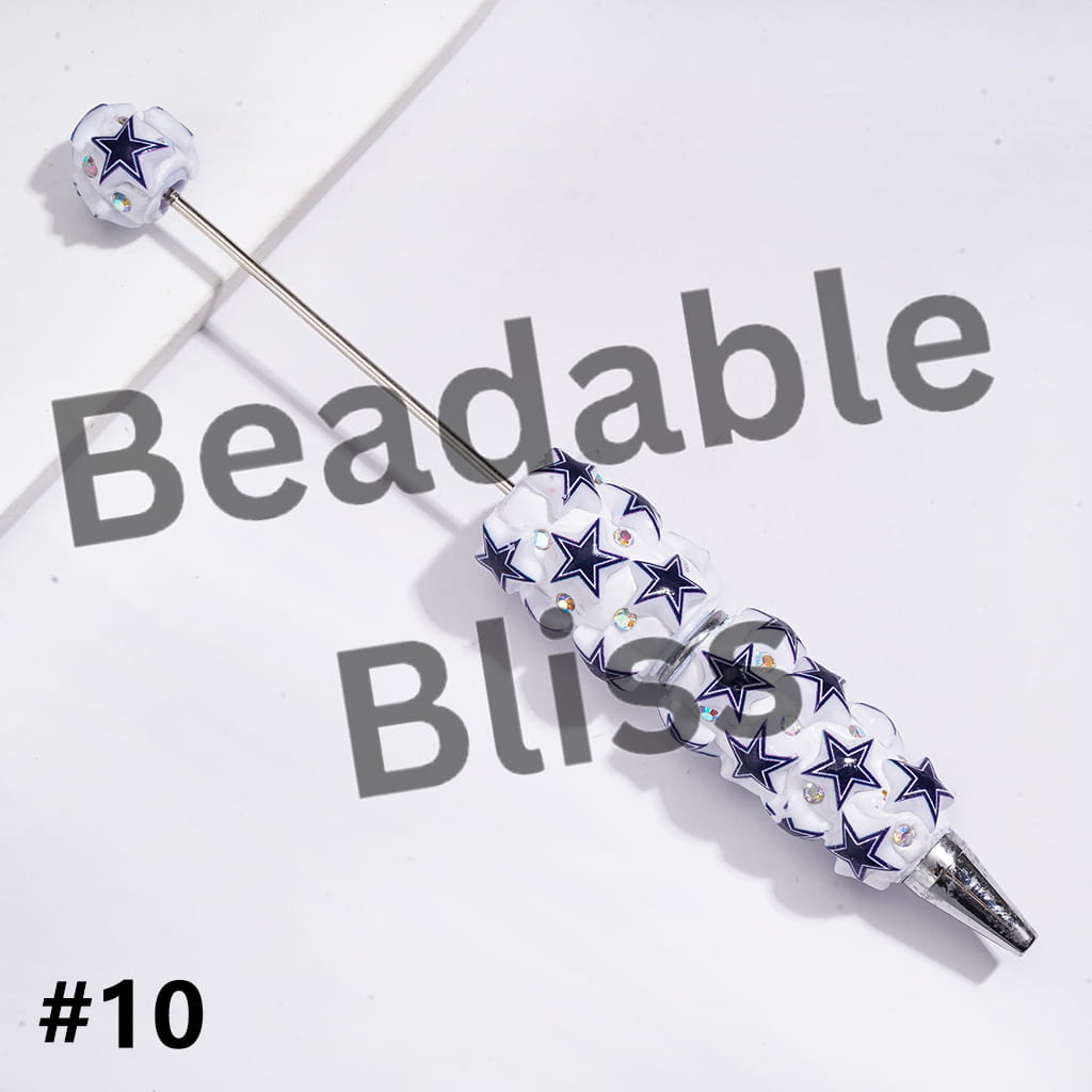 Beadable Clay Pens with American Baseball and Football Team Series and AB Rhinestones