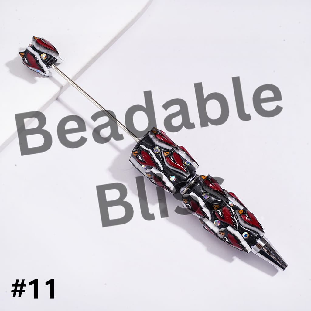 Beadable Clay Pens with American Baseball and Football Team Series and AB Rhinestones