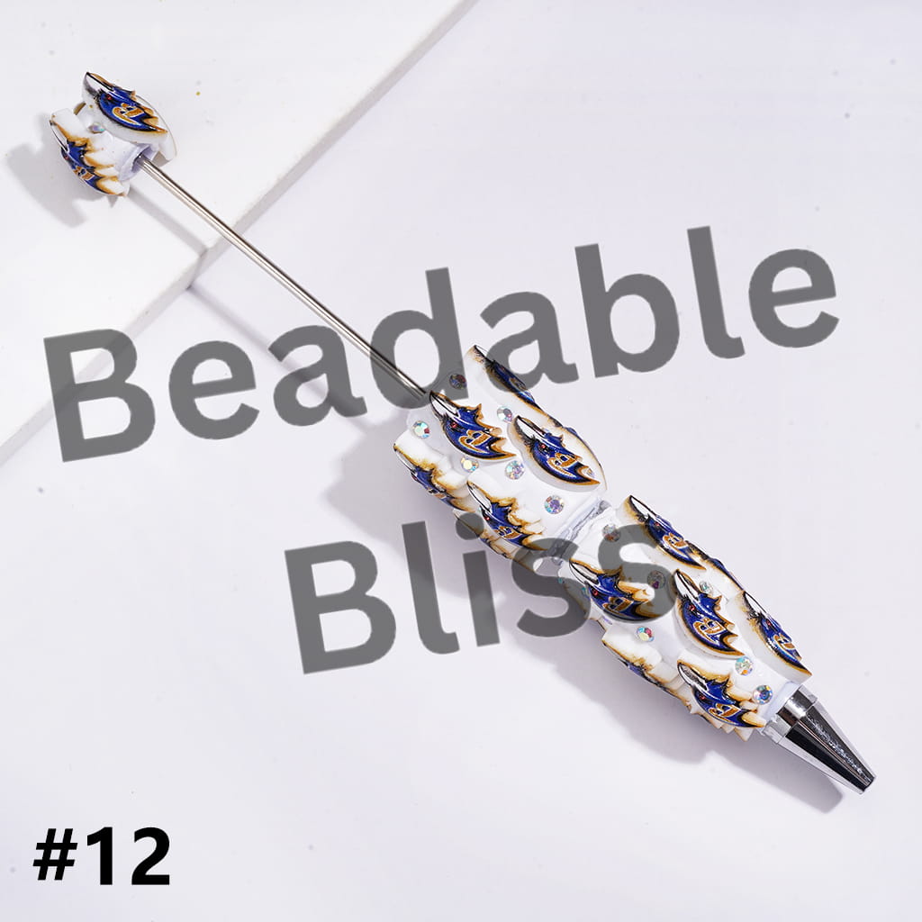 Beadable Clay Pens with American Baseball and Football Team Series and AB Rhinestones