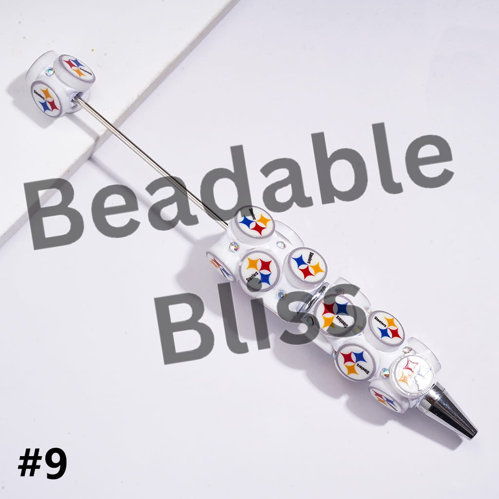 Beadable Clay Pens with American Baseball and Football Team Series and AB Rhinestones
