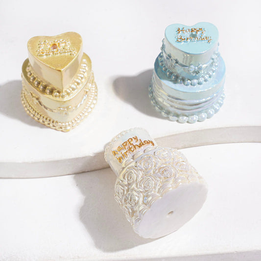 UV-Coated Acrylic Beads Cream Cake in Diverse Designs, Assorted Colors, Random Mix