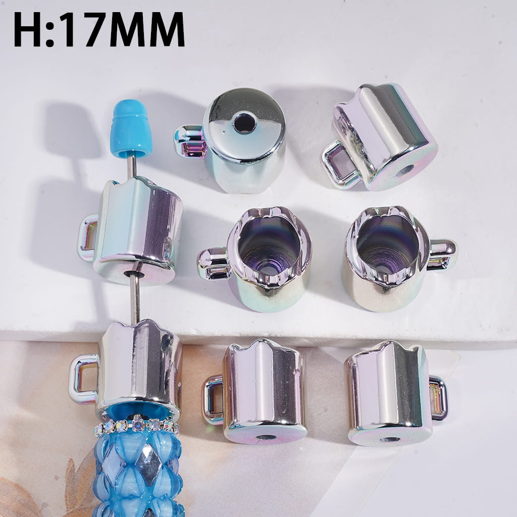 Collection of metal components with a focus on height measurement H:17MM