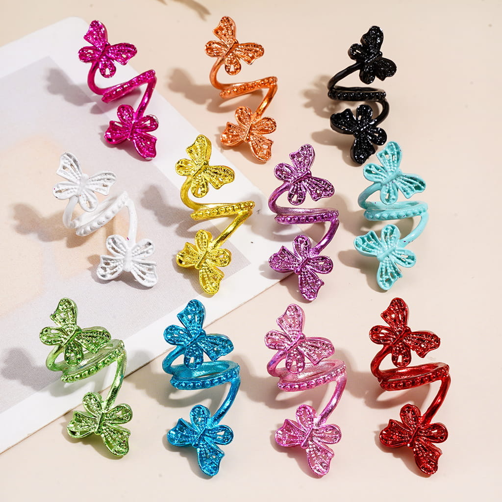 Trendy Twisted Spiral Metal Beads with Butterfly Design, Large Hole, Jewelry Accessories, Multi-Color, Random Mix